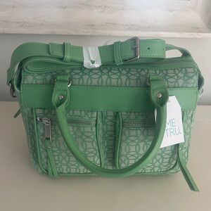 NWT Time and Tru Beckett Satchel Handbag Sage & White w/ crossbody Strap